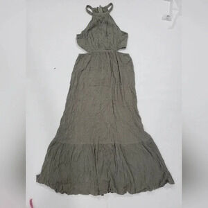 Aqua Size XS Olive Green Cut Out Gauzy Sleeveless‎ Midi Dress